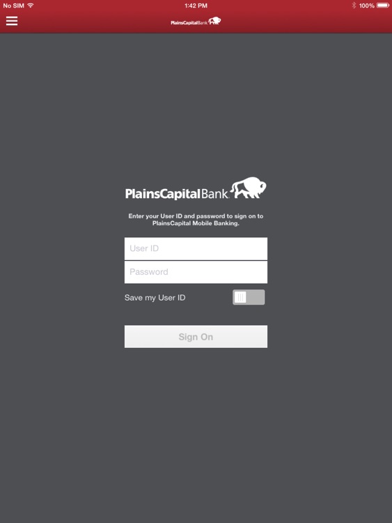 PlainsCapital Bank for iPad