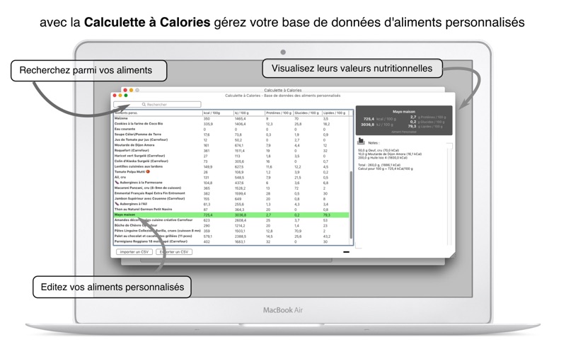 Calculette à Calories screenshot 3