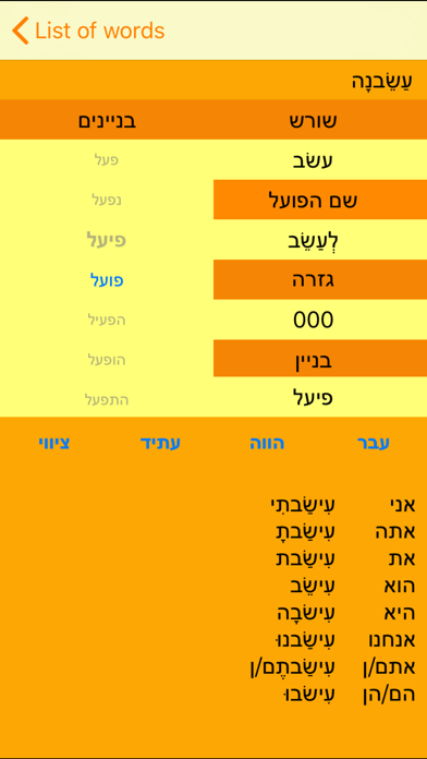 Hebrew Verbs Mobile Screenshot 2