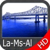 Louisiana Miss. Alabama HD Map