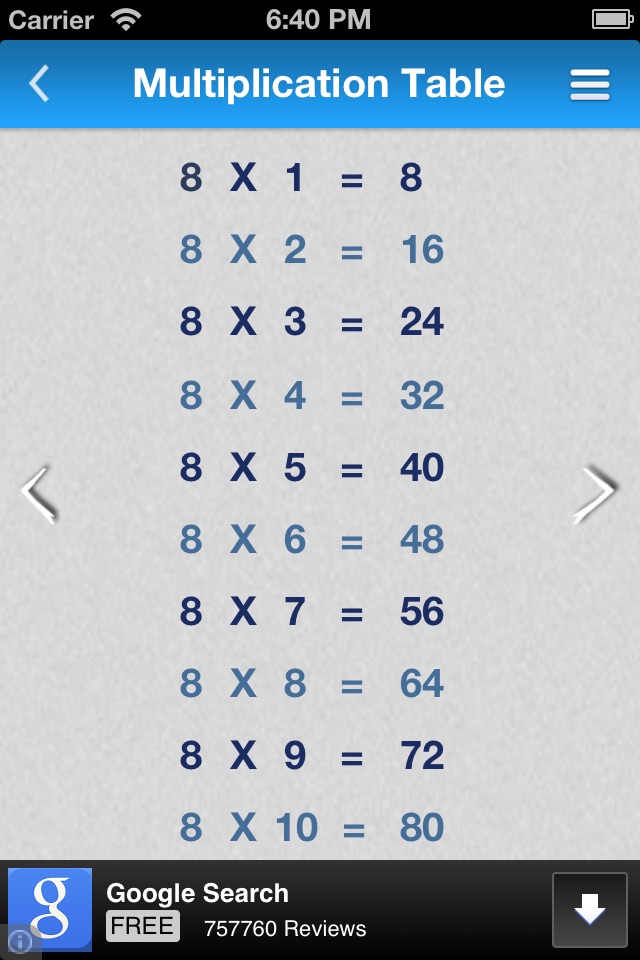 Multiplication - Times  Tables screenshot 2