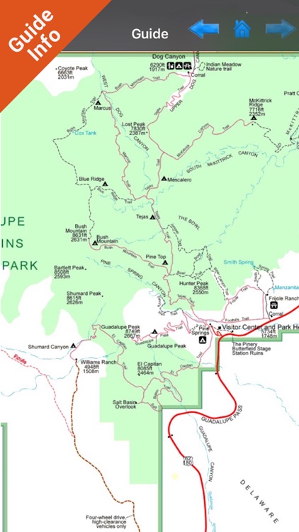 Guadalupe Mountains NP GPS Map Navigator