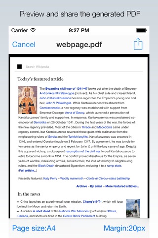 Webpage to PDF for Safari extension screenshot 4