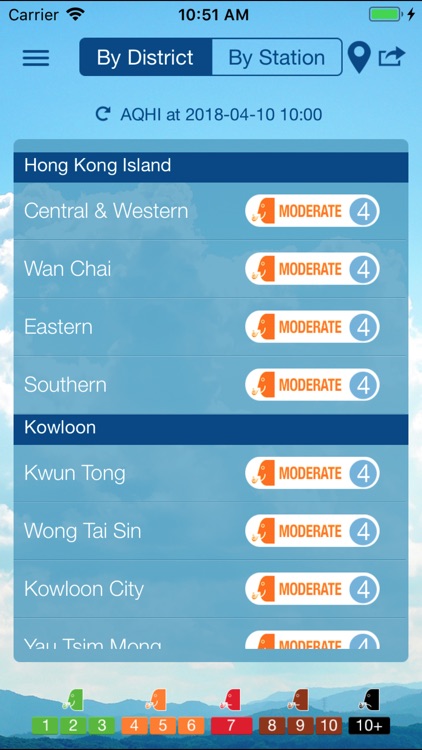 HK AQHI 香港空氣質素健康指數