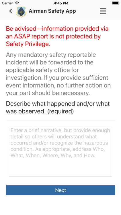 Airman Safety App