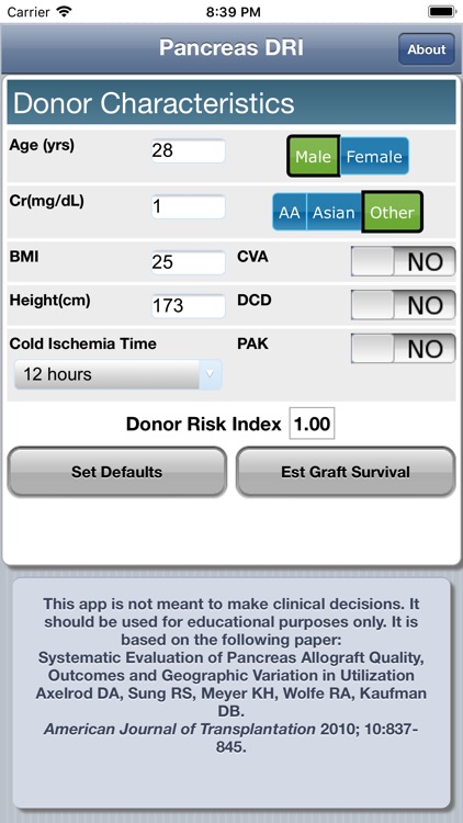 Pancreas Transplant DRI