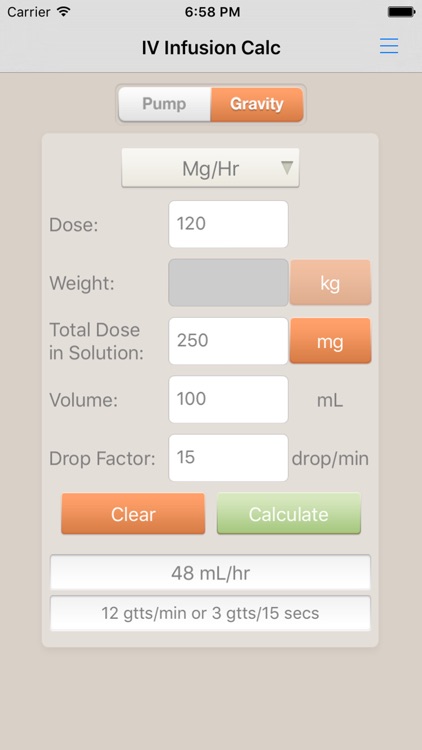 IV Infusion Calculator