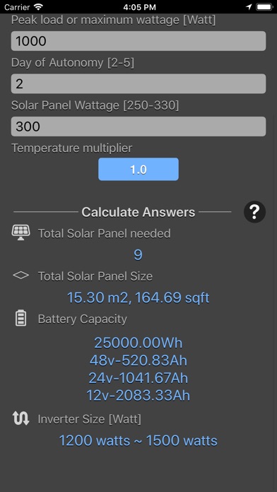 Solar Panel Calculator Plus screenshot 2