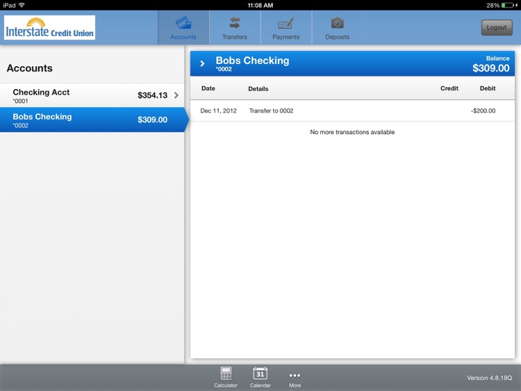 Interstate Credit Union for iPad