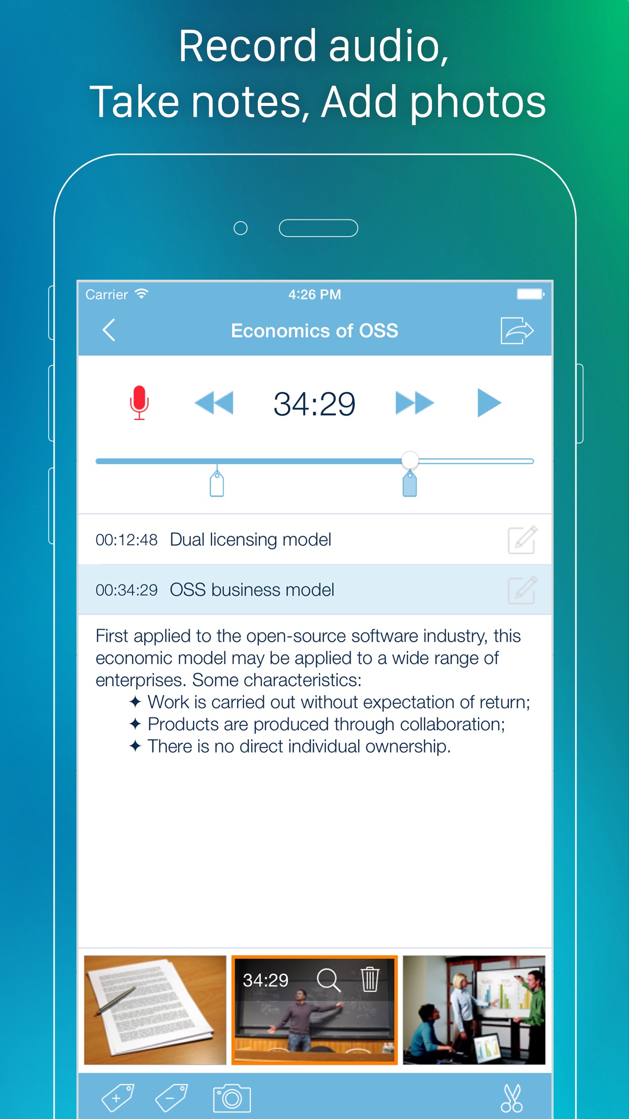 Screenshot do app eXtra Voice Recorder - Record, Add Notes & Photos