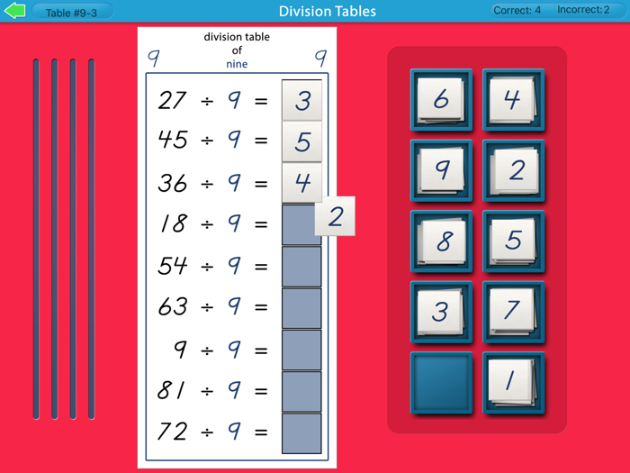 Montessori Division Tables