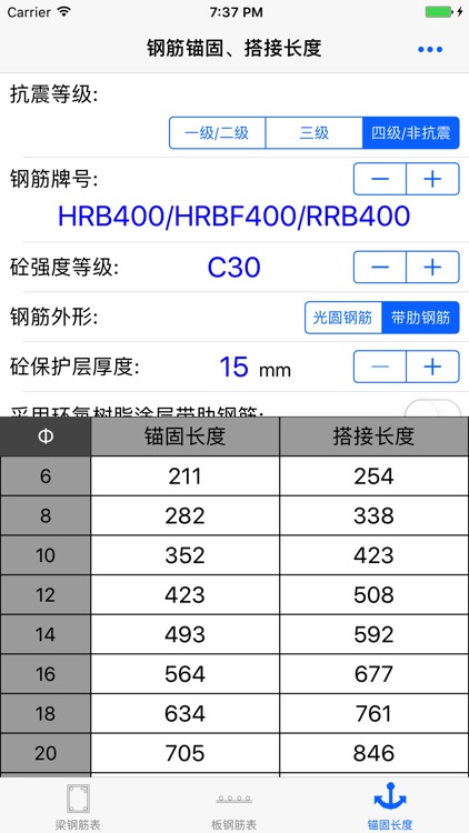 钢筋选用表