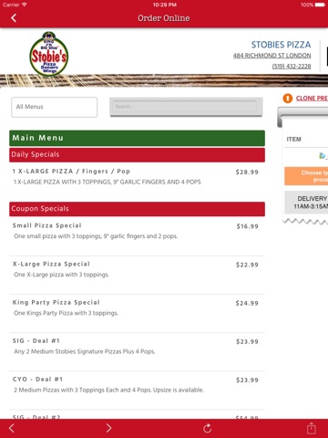 Stobie's Pizza screenshot 2