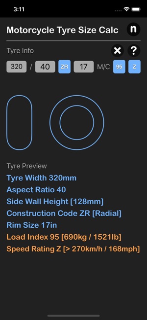 Motorcycle Tyre Size Calc(圖4)-速報App