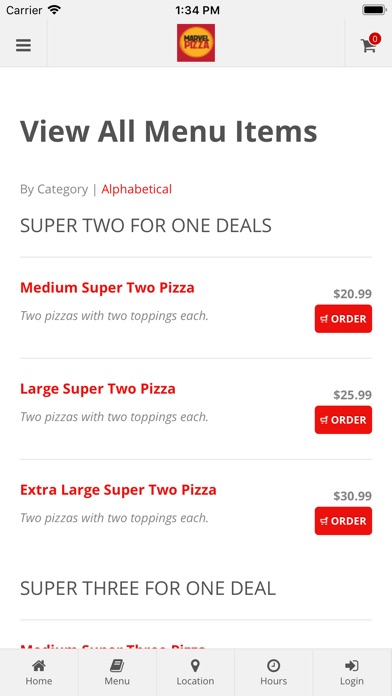 Marvel Pizza Online Ordering screenshot 2