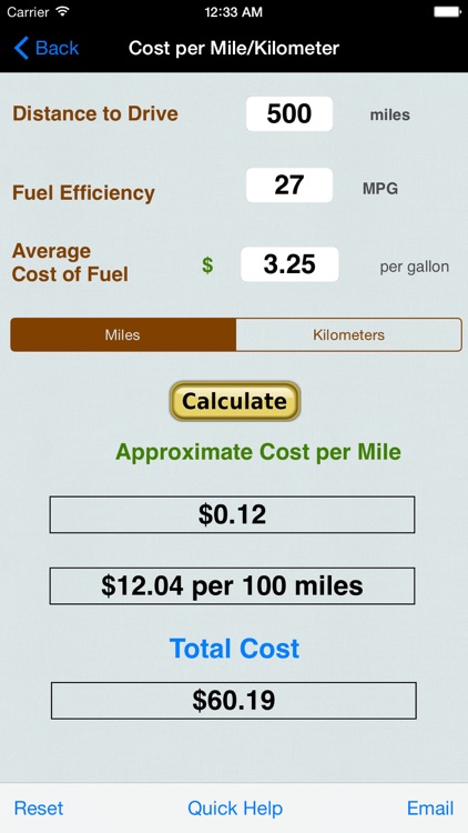 Roadtrip Gas Cost Calculator