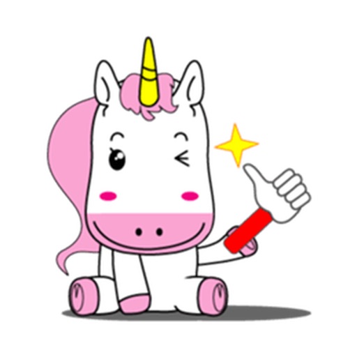 Pink and White Unicorn Emoji Sticker icon