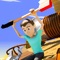 Use the axe to cut catapult’s rope and start throwing huge rocks at the cars, trucks and vans