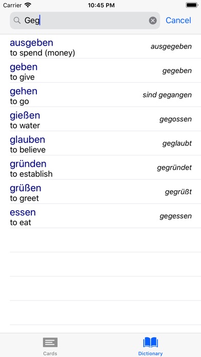 DeuVerben: German flashcards screenshot 3