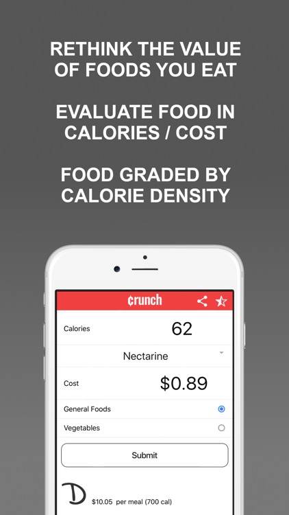 ¢runch: food cost per calories