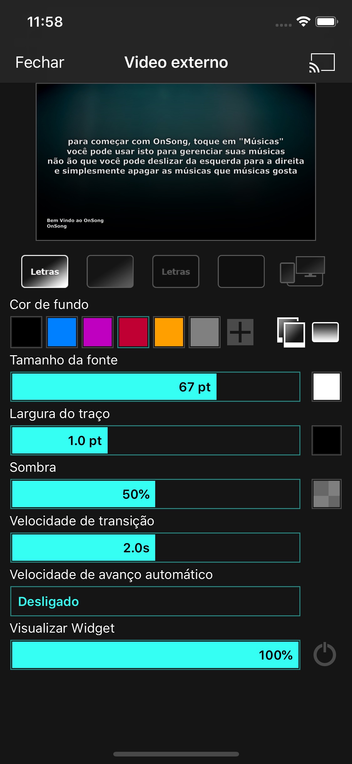 Screenshot do app OnSong Pro