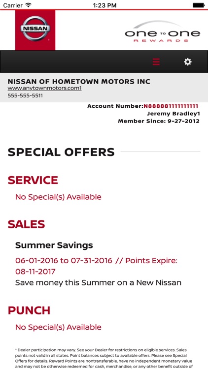 Nissan One To One Rewards