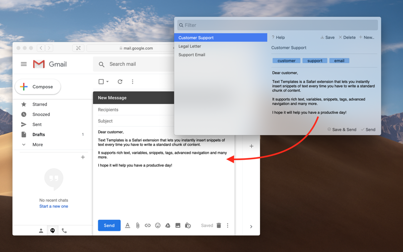 Text Templates for Safari Business Text Templates