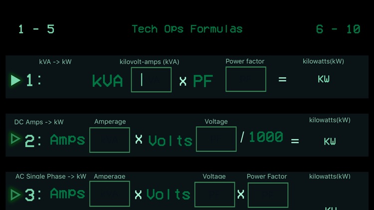 Tech Ops Formulas