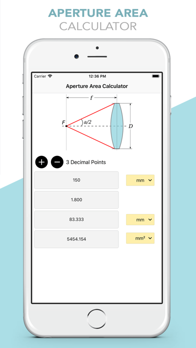 Aperture Area - Calculator screenshot 2