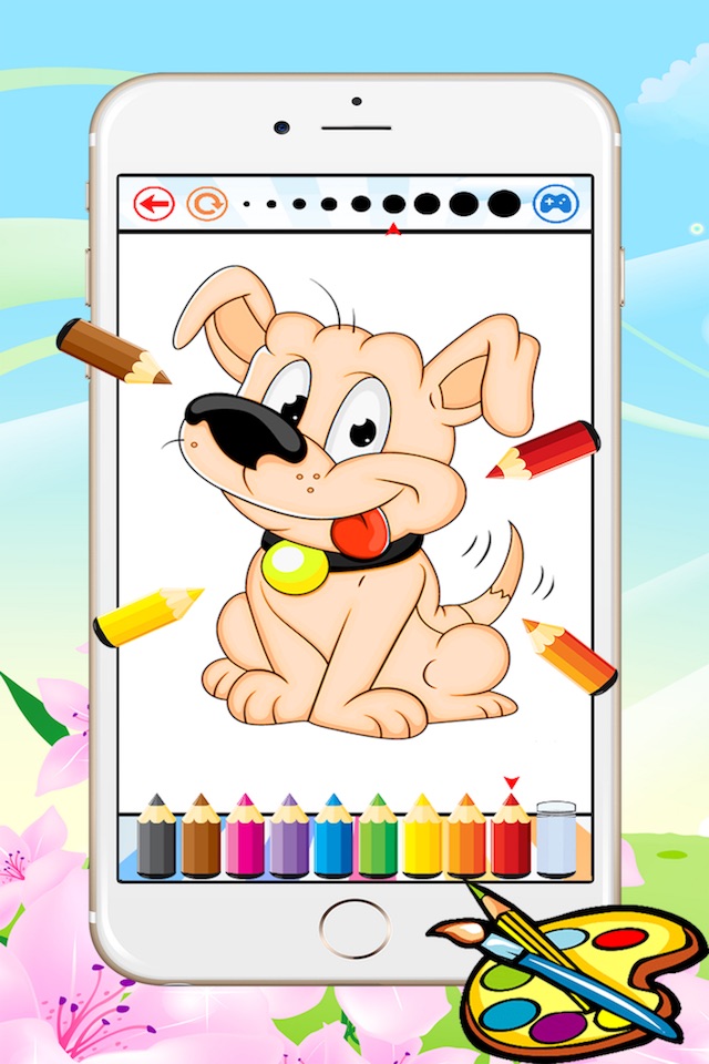 Dog Coloring Book for kid - Animal Paint and Drawing free game color good HD screenshot 2
