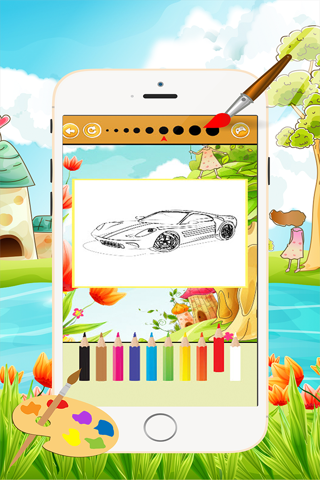 Sports Car Coloring Book - All in 1 Vehicle Drawing and Painting Colorful for kids games free screenshot 3