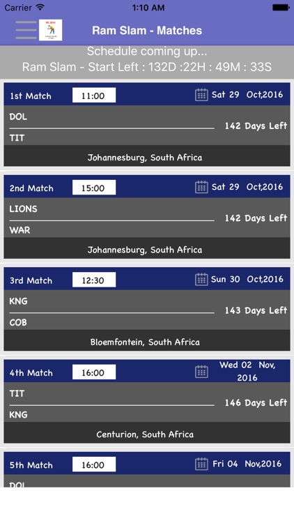 Ram Slam Version T20 - Schedule,Live Score,Today Matches