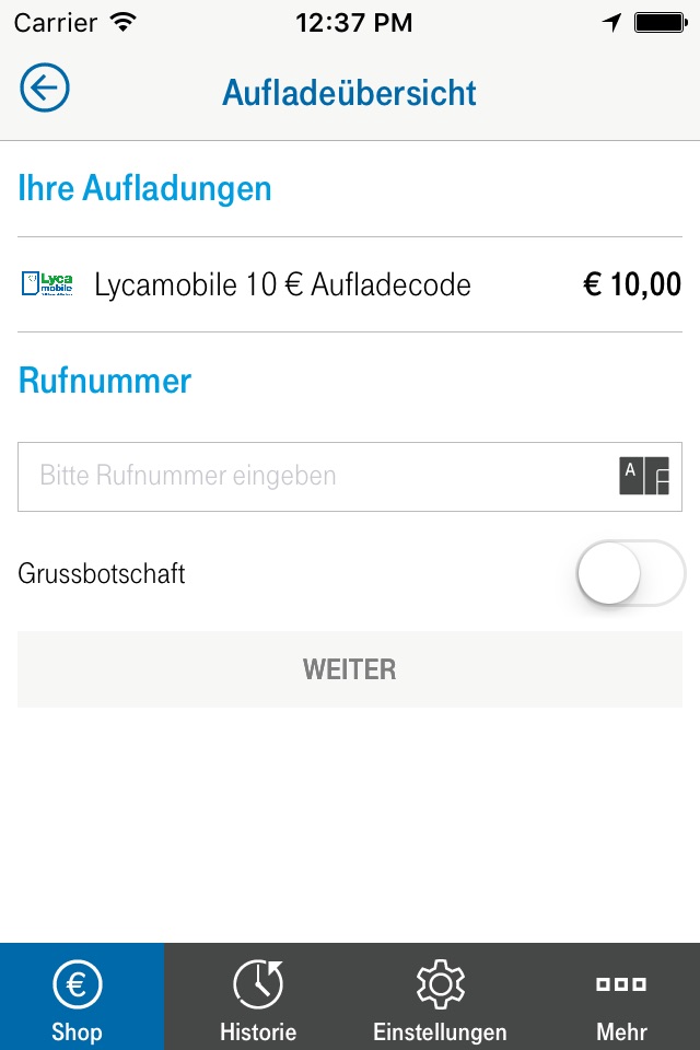 Lycamobile - Aufladung screenshot 3