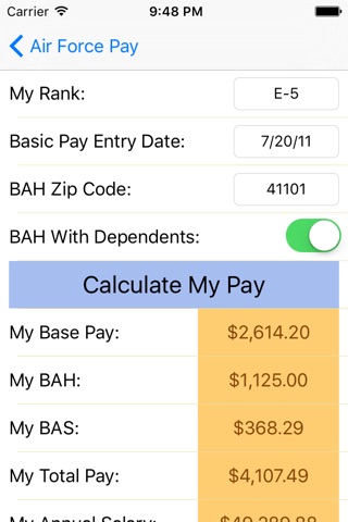 Air Force Pay Calculators screenshot 3
