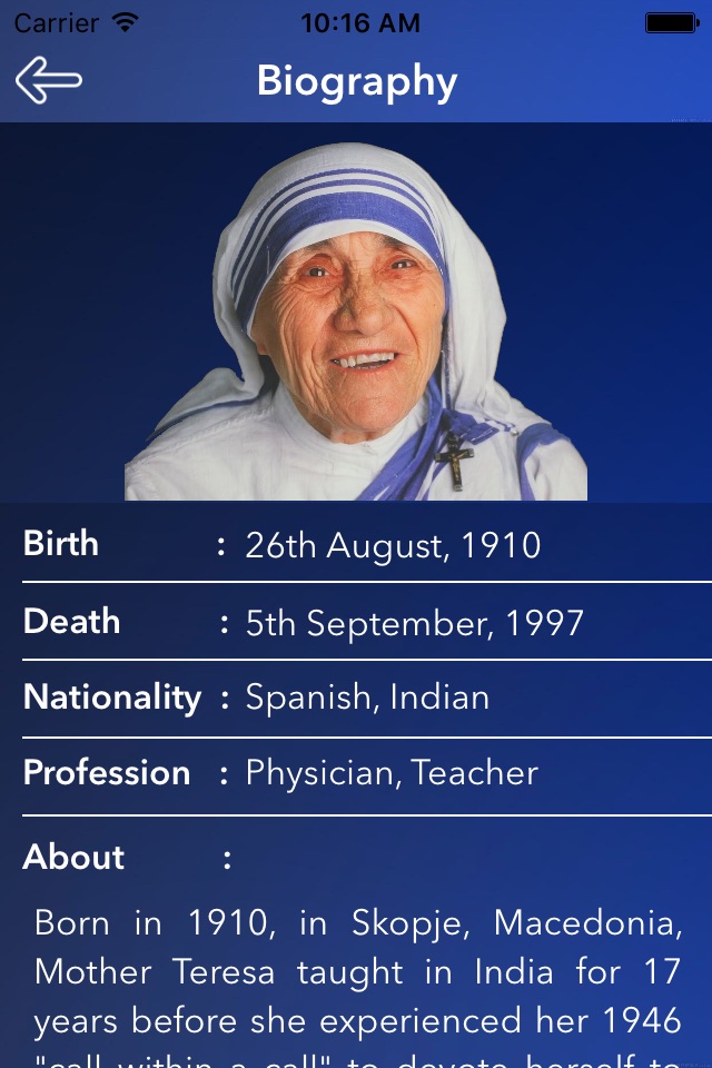 Mother Teresa Quotes - Peace begins with a smile. screenshot 2