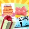 Icon Birthday Greeting Cards - Text on Pictures: Happy Birthday Greetings