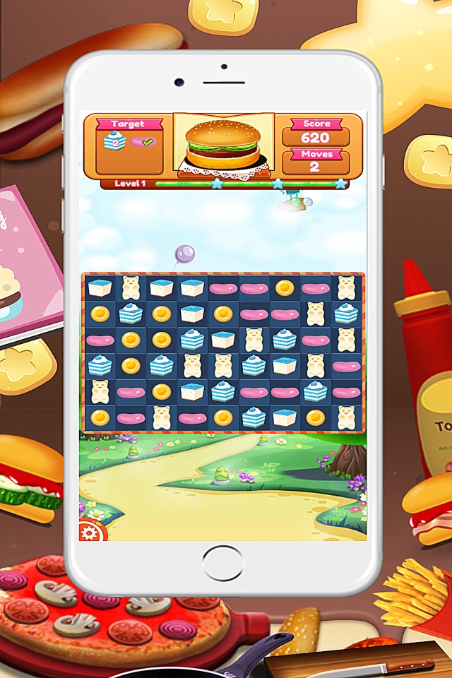 Cookie Make Berger Match 3-games maker food hamburger for girls and boys screenshot 3
