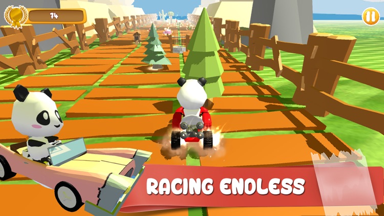 Panda Brakes: Cartoon of puppy racing and running downhill for kids game