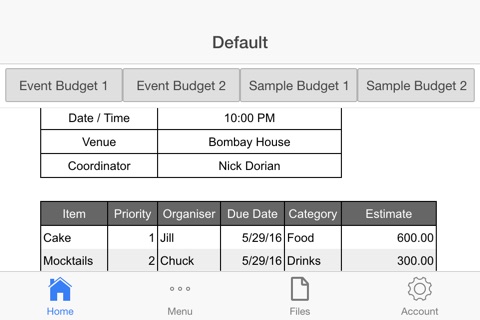 Event Budget screenshot 2