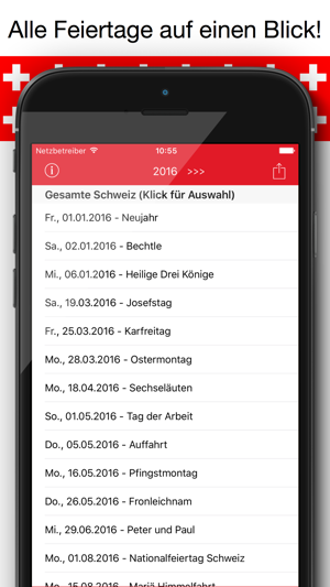 Feiertage Schweiz Kalender & Kalenderwochen Pro(圖1)-速報App