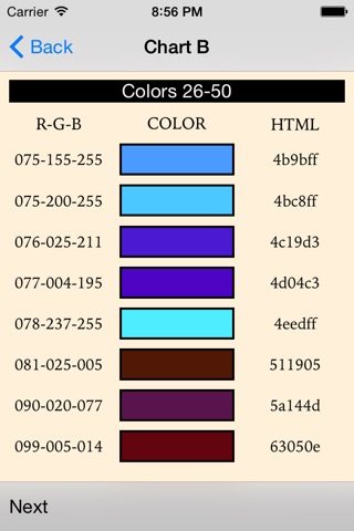 Color Chart Reference screenshot 2