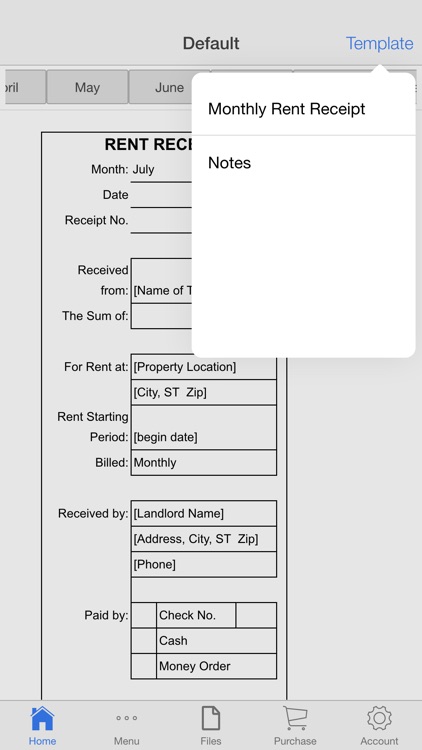 Monthly Rent Receipt