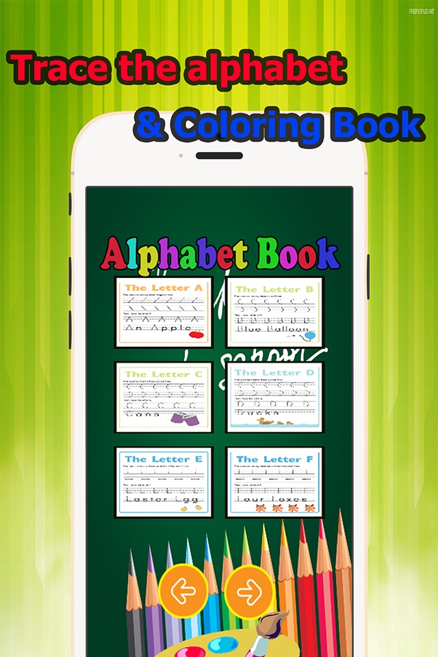 Trace Alphabet Coloring Book grade 1-6: ABC learning games easy coloring pages free for kids and toddlers screenshot 3