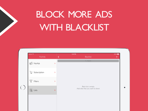 Скриншот из NoAds - блокировка рекламы для iPhone и iPad, плюс блокировка контента