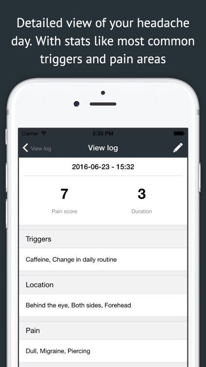 Headache log - an easy way to keep a headache diary screenshot-3