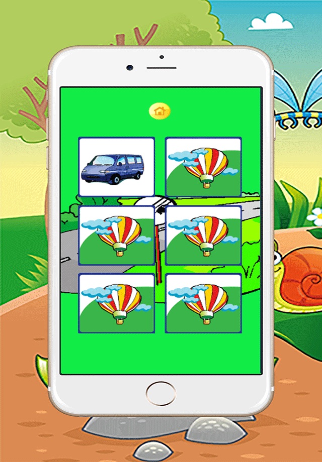 Vehicle transportation memory matching game screenshot 3