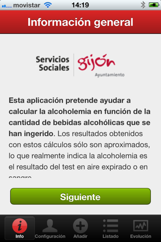 Calculador alcoholemia - náhled