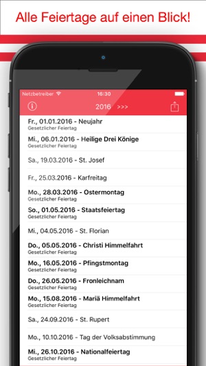 Feiertage Österreich Kalender & Kalenderwochen Pro(圖1)-速報App