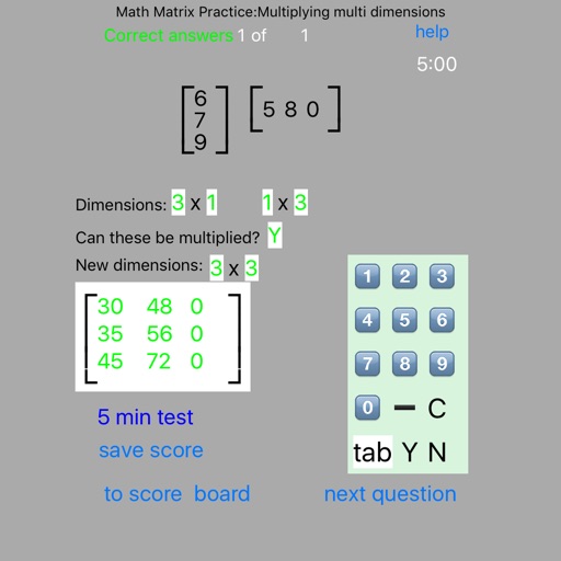 Math Matrix Practice:Multiplying multi dimensions