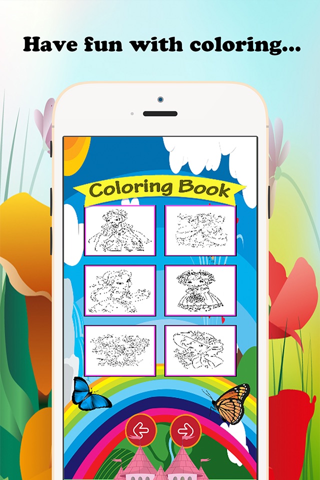 Princess Cartoon Paint and Coloring Book Learning Skill - Fun Games Free For Kids screenshot 2
